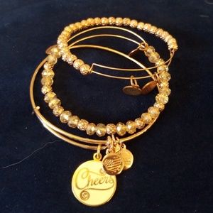 Rose gold Alex and Ani 3 bracelet "Cheers" set